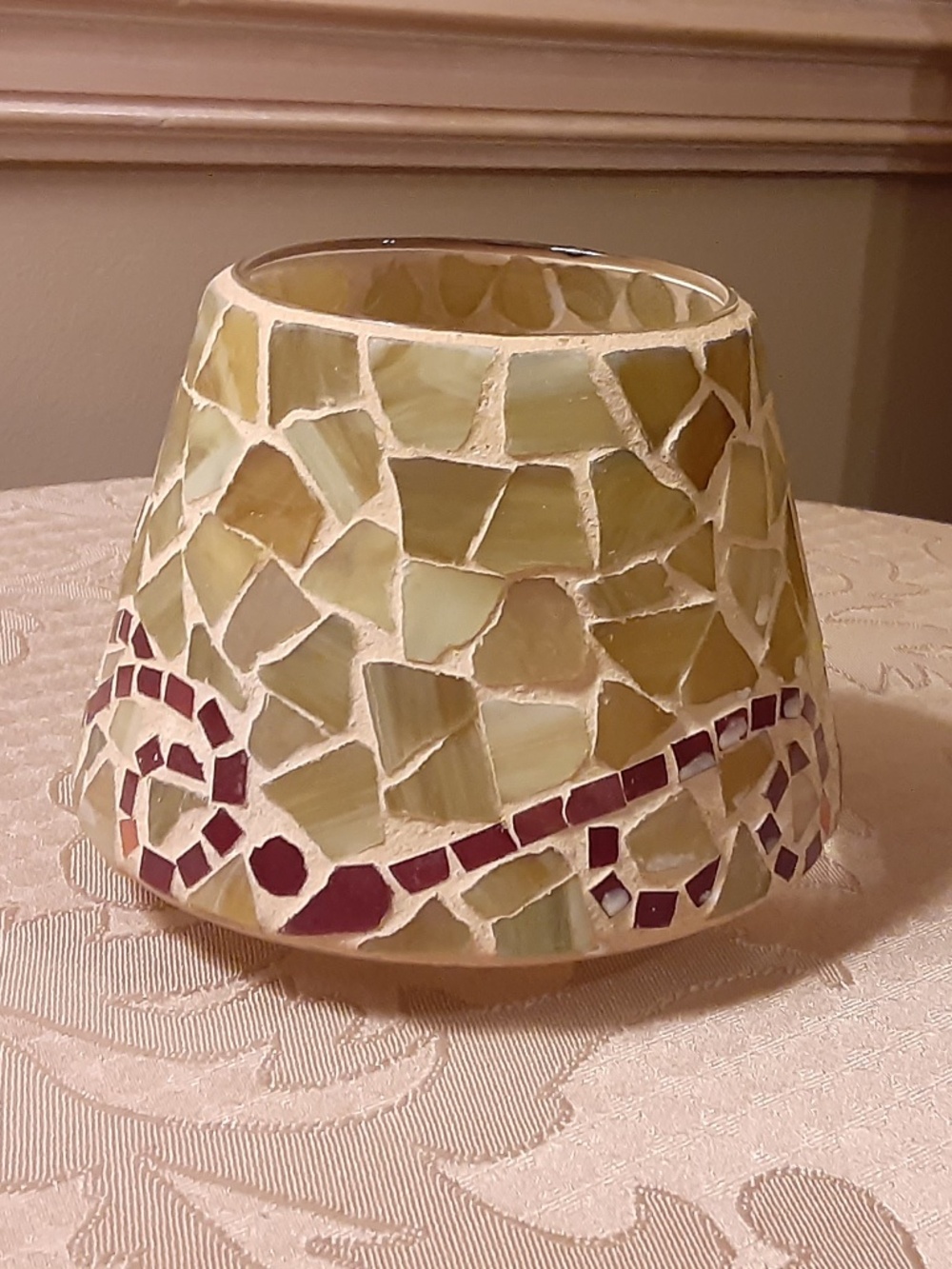Home Interiors Glass Mosaic Vintage Candle Shade Topper